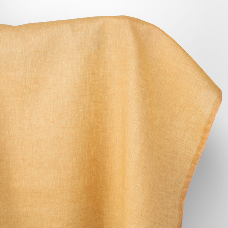 Linen fabric light yellow and clay melange