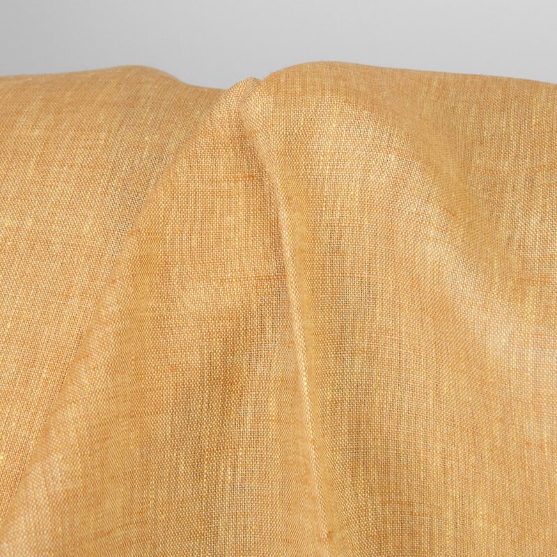 Linen fabric light yellow and clay melange