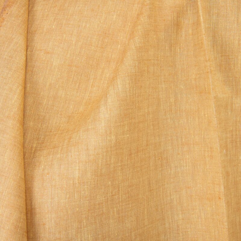 Linen fabric light yellow and clay melange