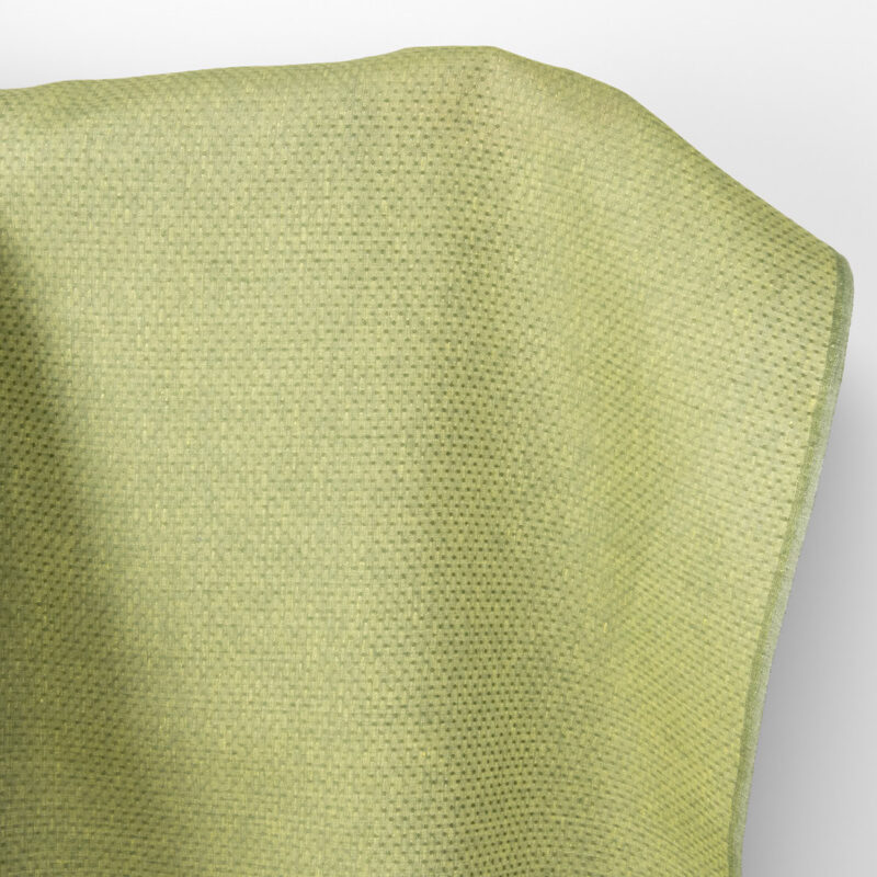Linen fabric light yellow and green polka dot
