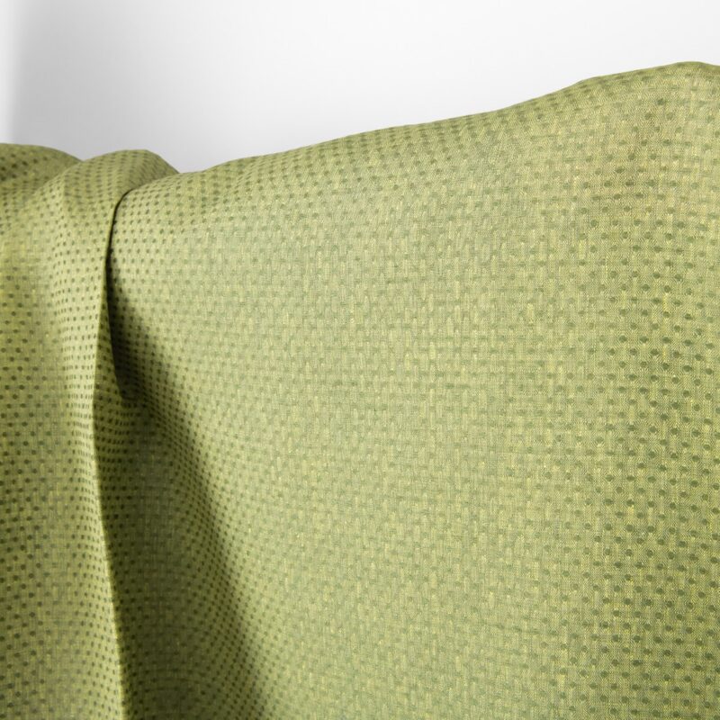 Linen fabric light yellow and green polka dot