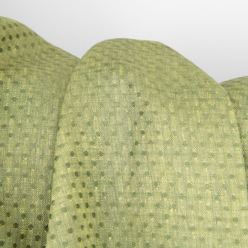 Linen fabric light yellow and green polka dot