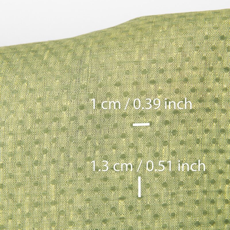 Linen fabric light yellow and green polka dot