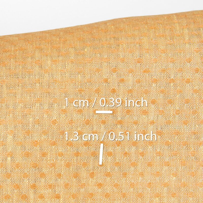 Linen fabric light yellow and clay polka dot