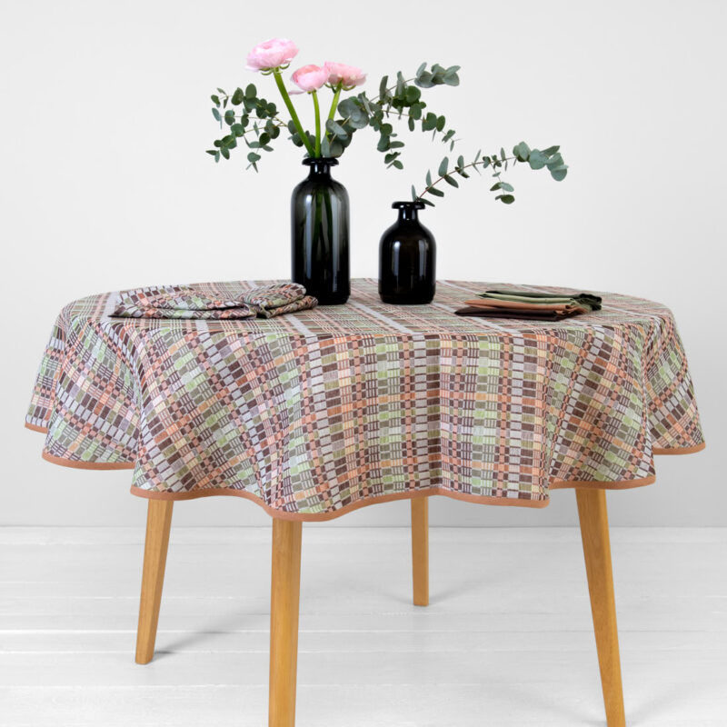 VIOLA Tablecloth round/oval brown green 7 VIOLA Tablecloth round/oval brown green