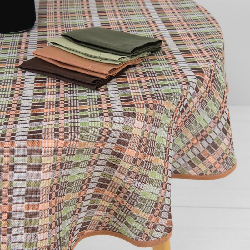 VIOLA Tablecloth round/oval brown green 9 VIOLA Tablecloth round/oval brown green