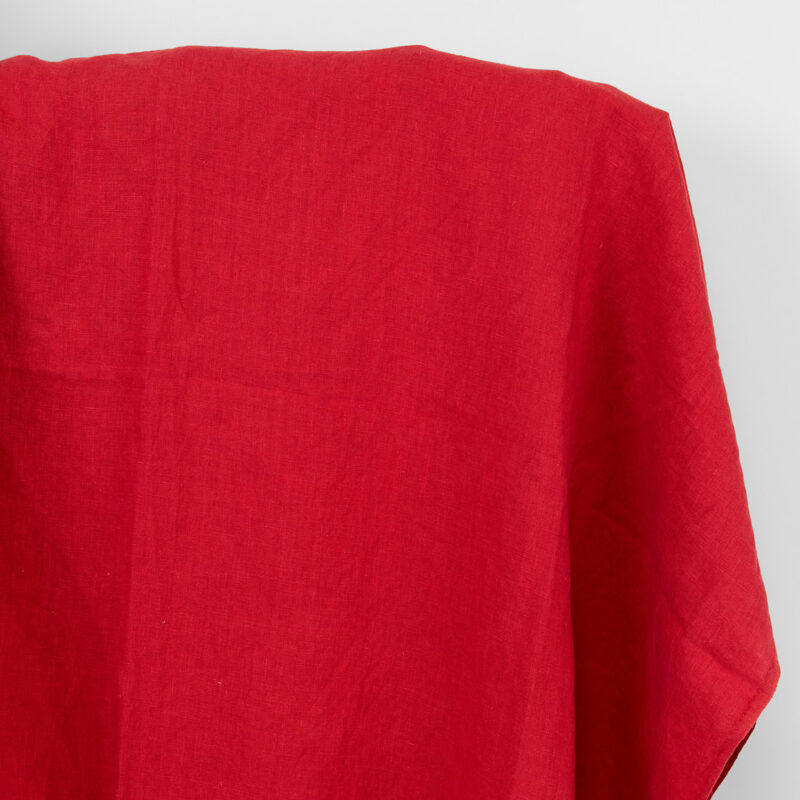 Linen fabric cardinal red, washed
