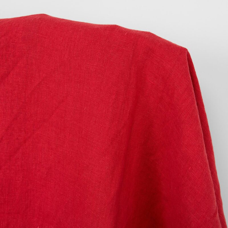 Linen fabric cardinal red, washed