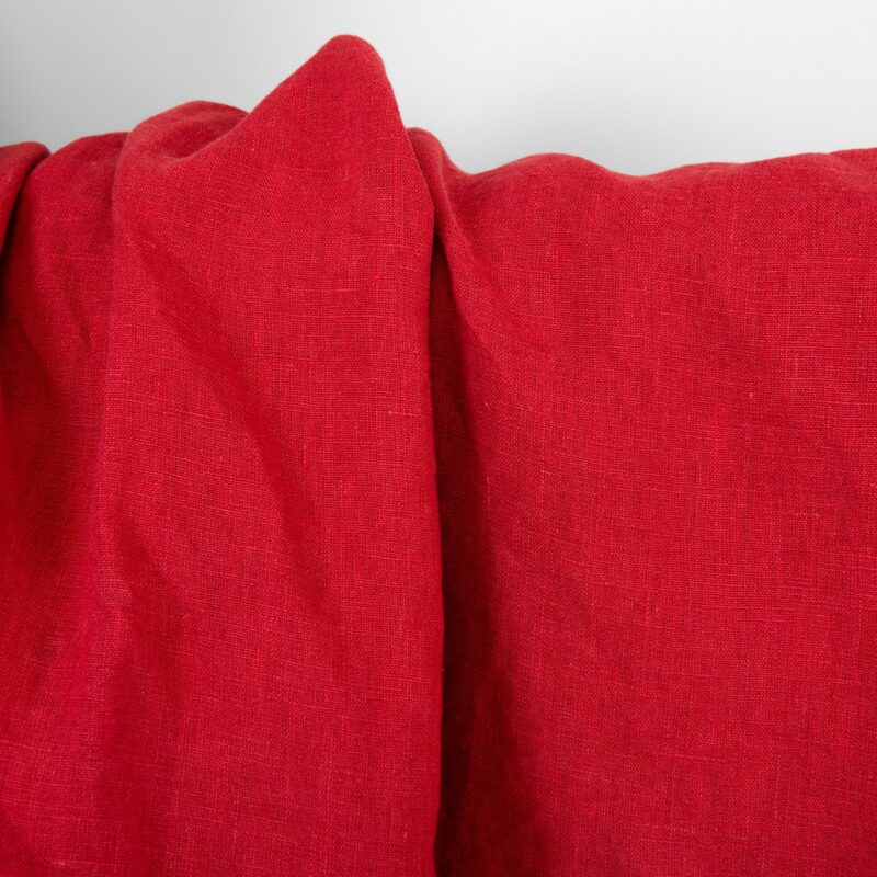 Linen fabric cardinal red, washed