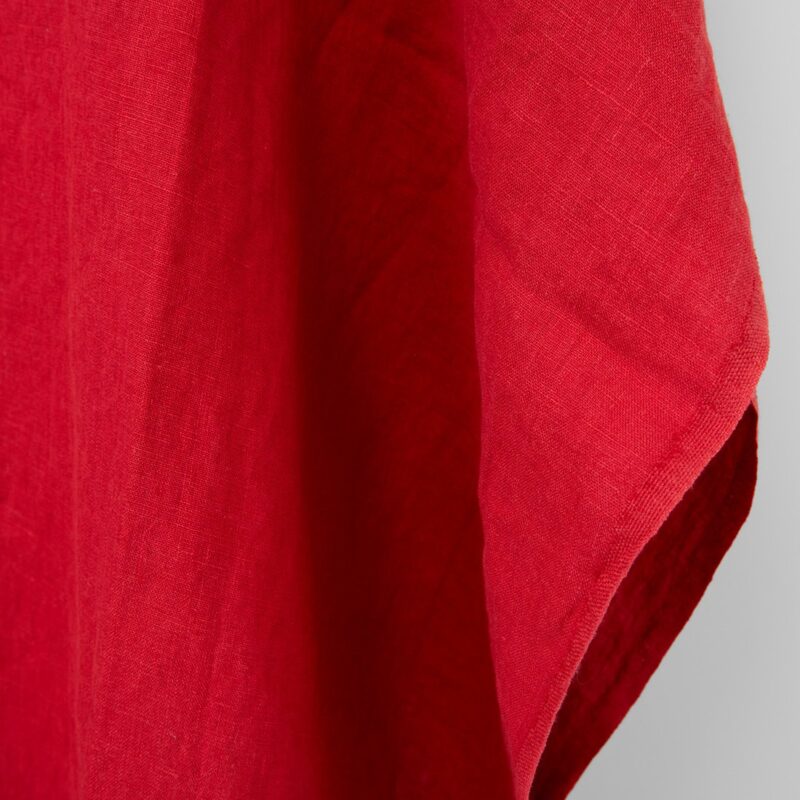 Linen fabric cardinal red, washed
