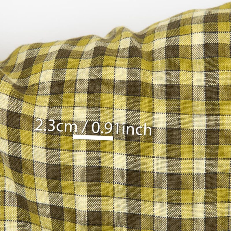 Linen fabric yellow green checks, washed
