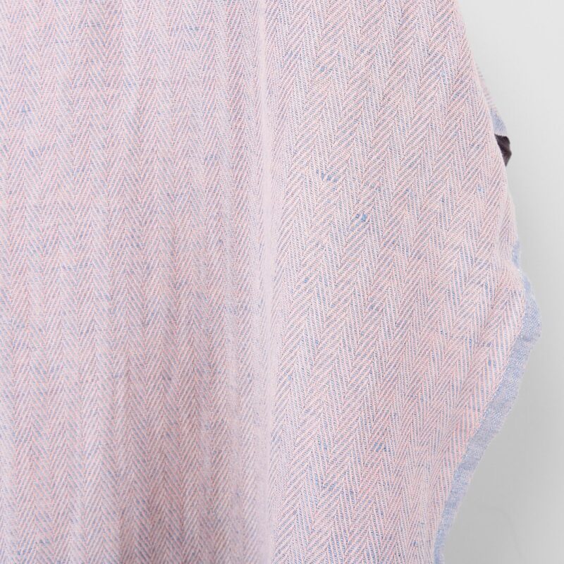 Halflinen fabric light pink and pale blue herringbone, washed