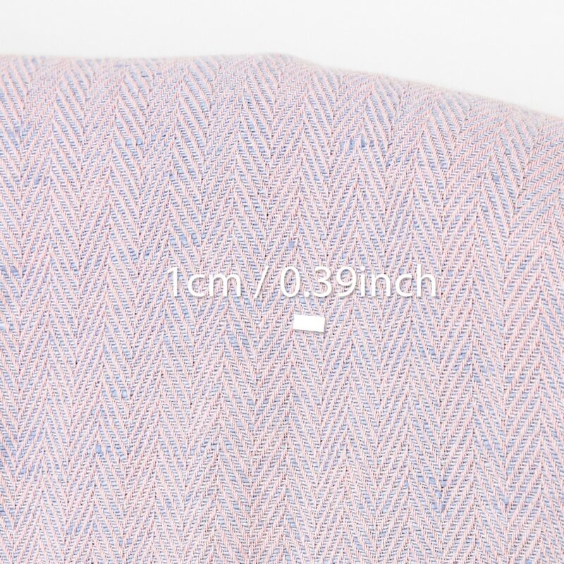 Halflinen fabric light pink and pale blue herringbone, washed