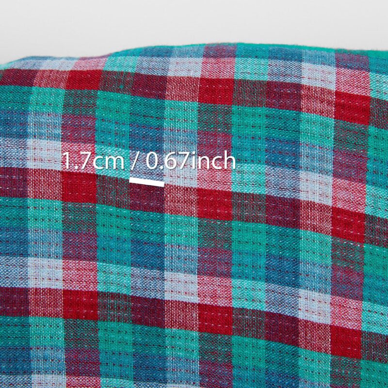 Linen fabric double sided checks red green blue, washed 10 Linen fabric double sided checks red green blue, washed