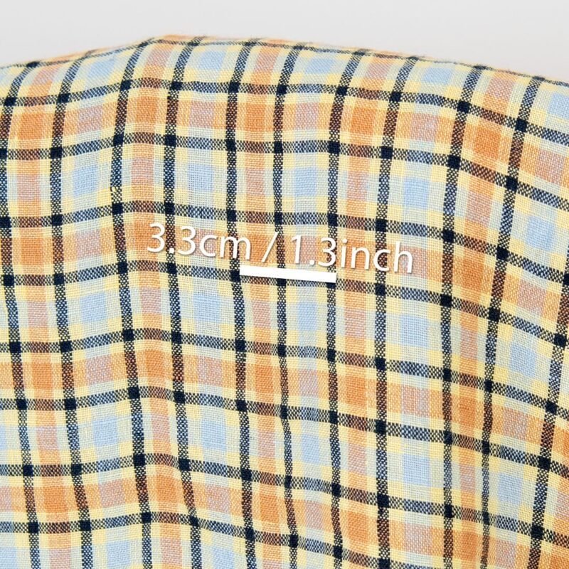 Linen fabric orange and pale blue checks, washed