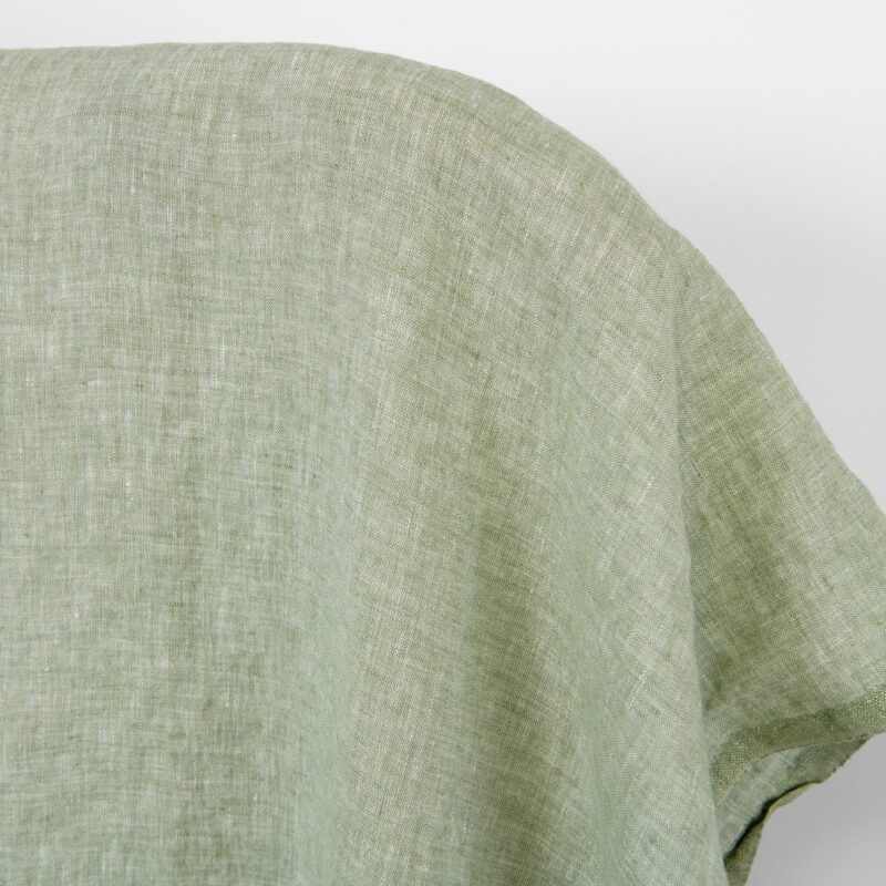 Linen fabric pale sage green, washed