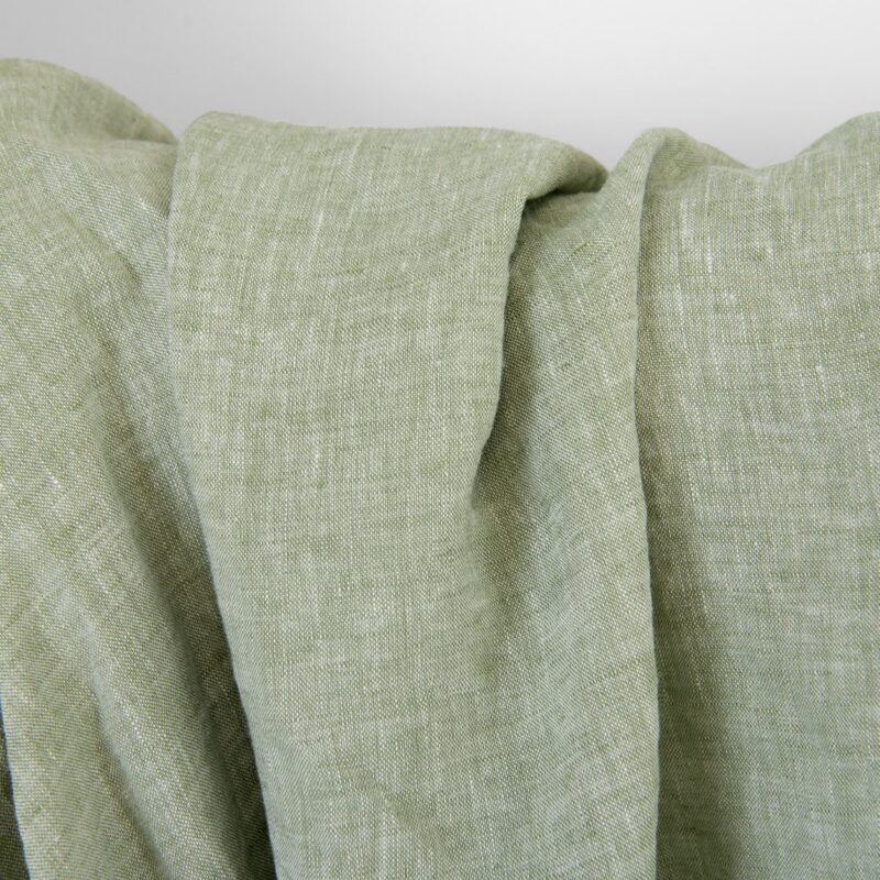 Linen fabric pale sage green, washed