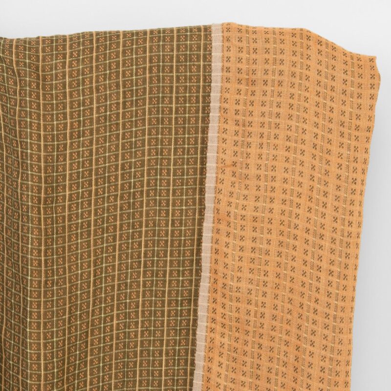 Linen fabric double sided brown and clay checks, washed 6 Linen fabric double sided brown and clay checks, washed