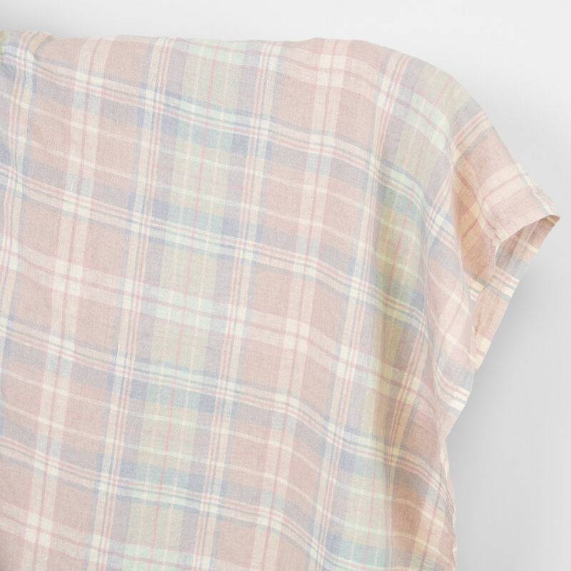 Linen fabric pink pastel checks, washed 5 Linen fabric pink pastel checks, washed