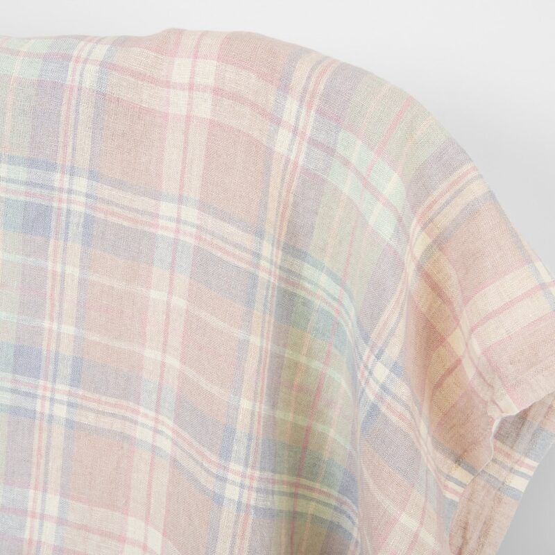 Linen fabric pink pastel checks, washed 6 Linen fabric pink pastel checks, washed