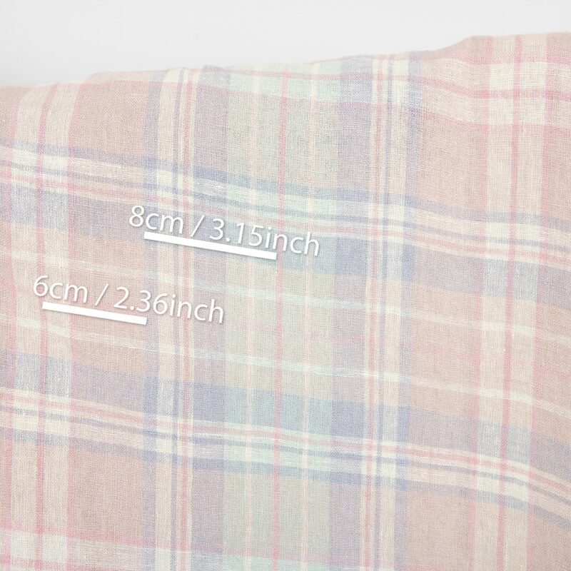 Linen fabric pink pastel checks, washed 8 Linen fabric pink pastel checks, washed