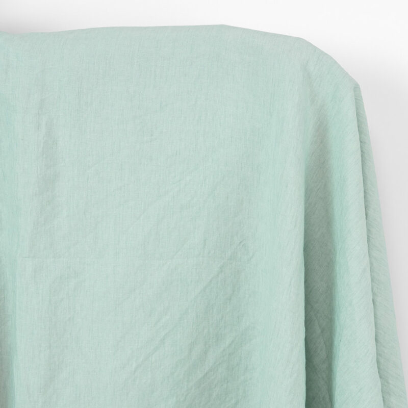 Linen fabric pale mint green, washed