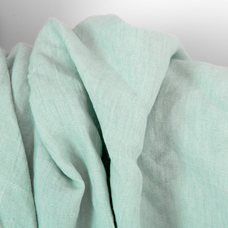 Linen fabric pale mint green, washed