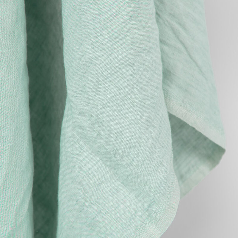 Linen fabric pale mint green, washed