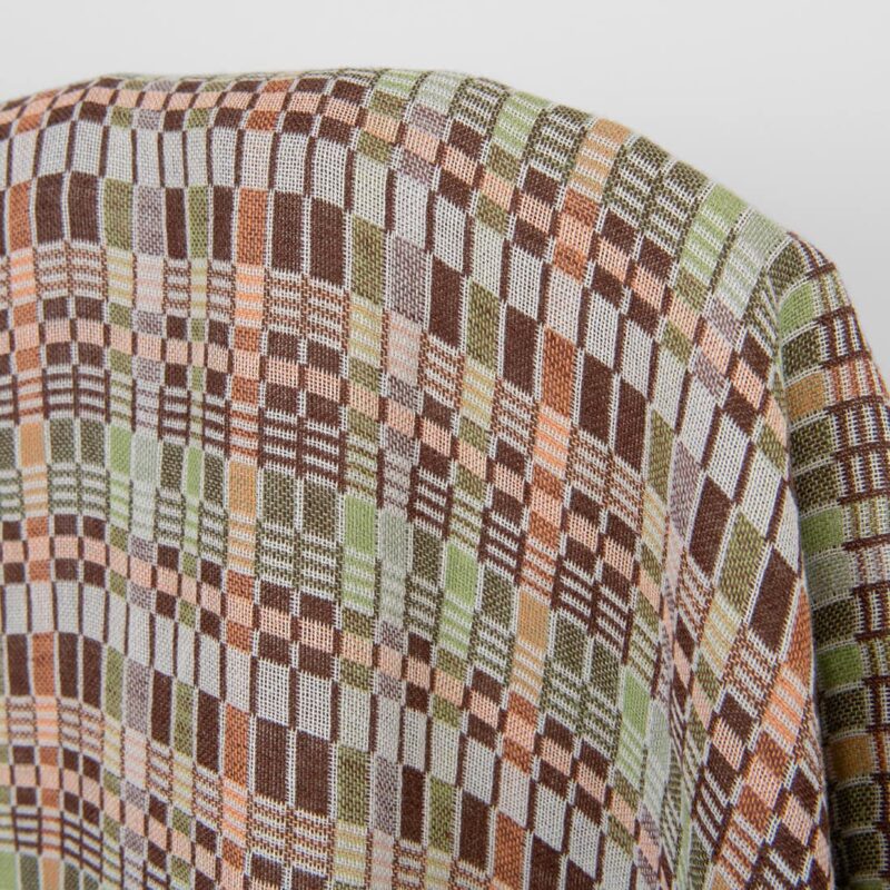 Linen cotton fabric multicolour brown green checks, washed 6 Linen cotton fabric multicolour brown green checks, washed