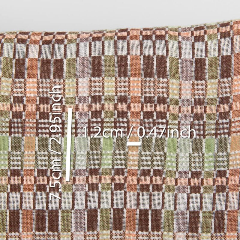 Linen cotton fabric multicolour brown green checks, washed 8 Linen cotton fabric multicolour brown green checks, washed