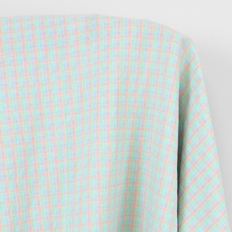 Linen cotton fabric bright pastel checks, washed 5 Linen cotton fabric bright pastel checks, washed