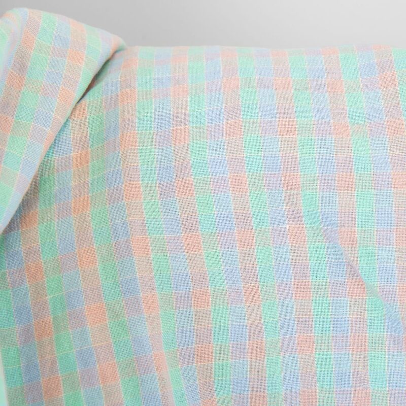 Linen cotton fabric bright pastel checks, washed 7 Linen cotton fabric bright pastel checks, washed