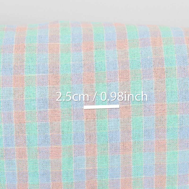 Linen cotton fabric bright pastel checks, washed 8 Linen cotton fabric bright pastel checks, washed