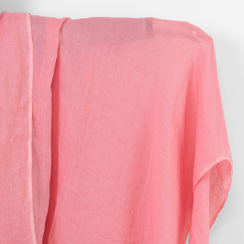 Linen fabric sheer bright pink, washed