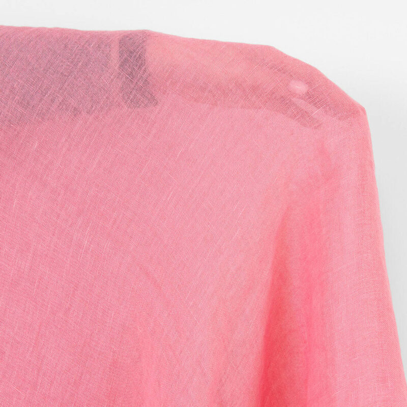 Linen fabric sheer bright pink, washed