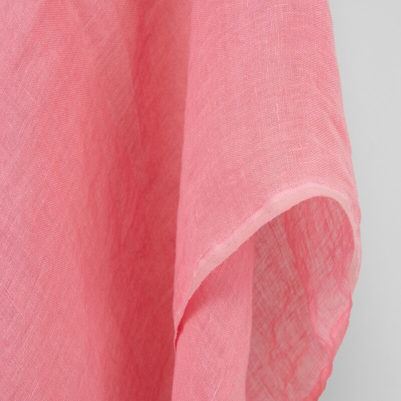 Linen fabric sheer bright pink, washed