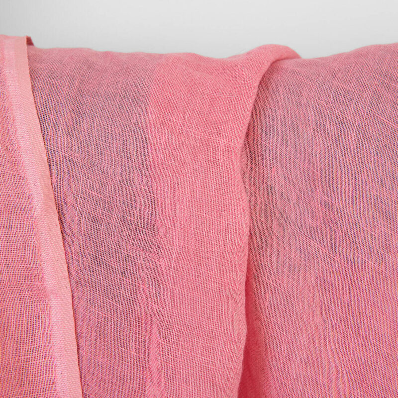 Linen fabric sheer bright pink, washed