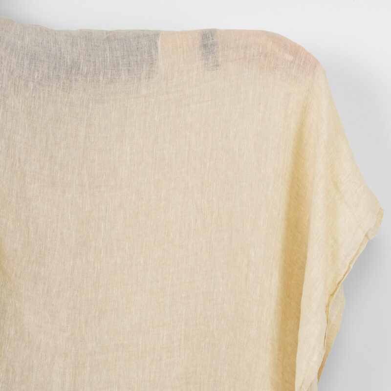 Linen fabric sheer light cream yellow, washed