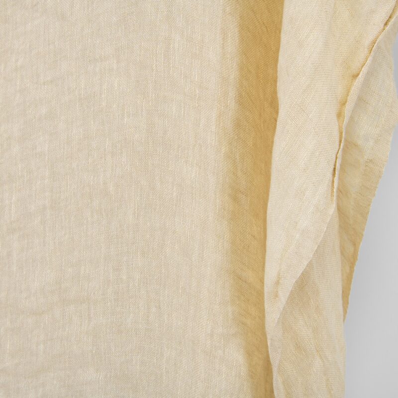 Linen fabric sheer light cream yellow, washed
