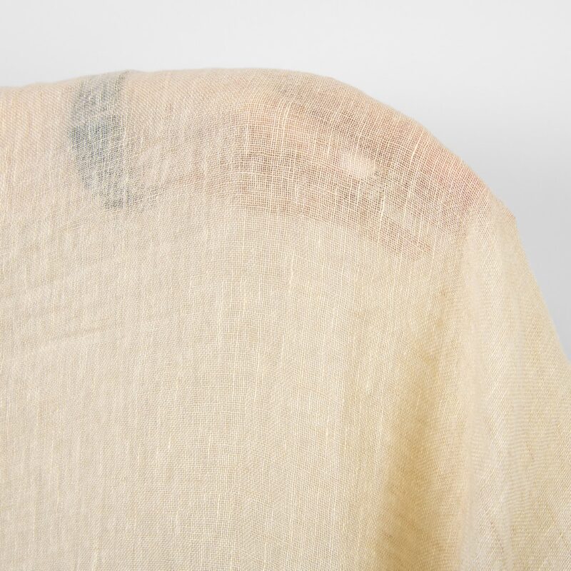 Linen fabric sheer light cream yellow, washed