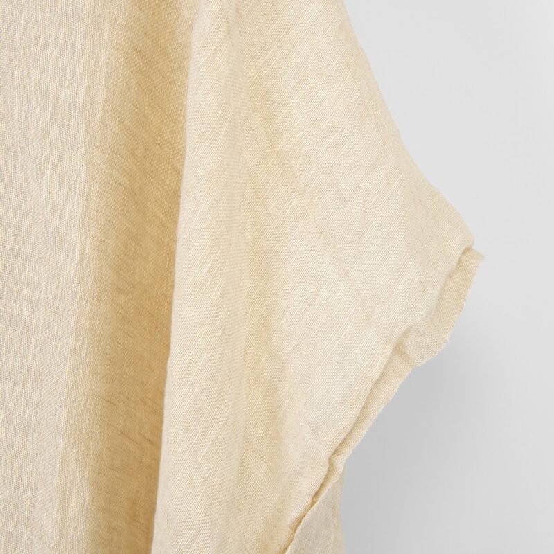 Linen fabric sheer light cream yellow, washed