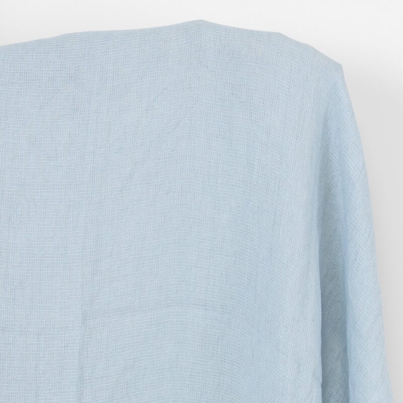 Linen fabric pale grey blue waffle, washed