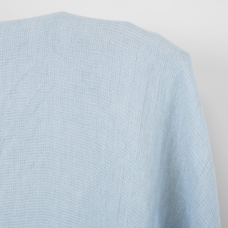 Linen fabric pale grey blue waffle, washed