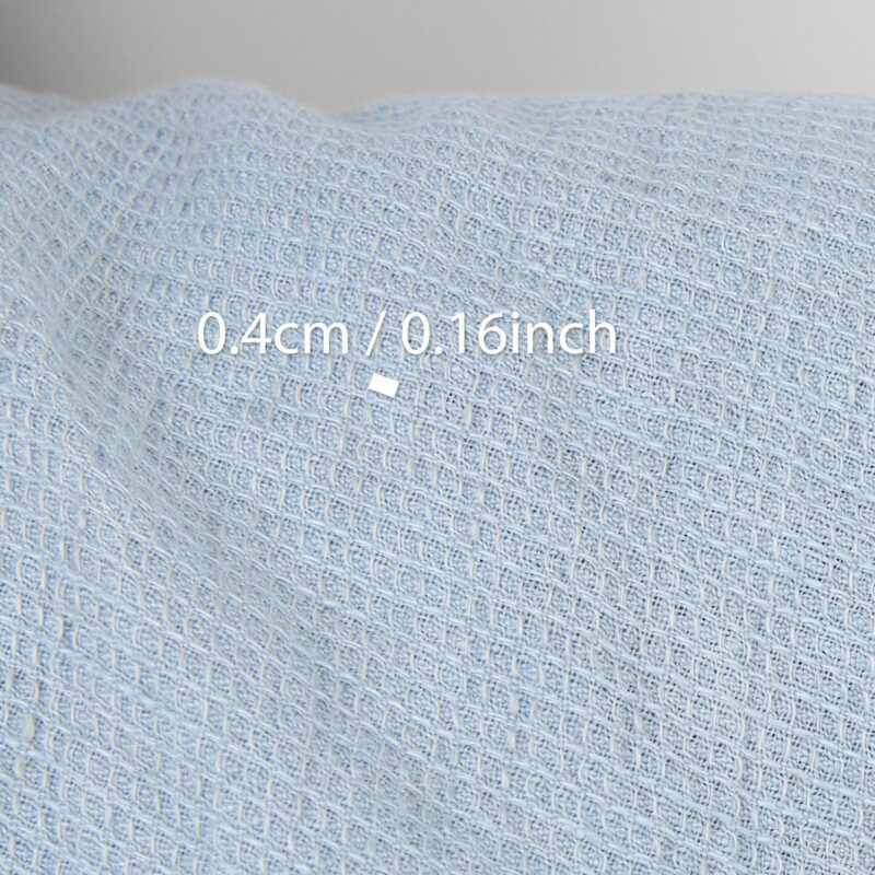 Linen fabric pale grey blue waffle, washed