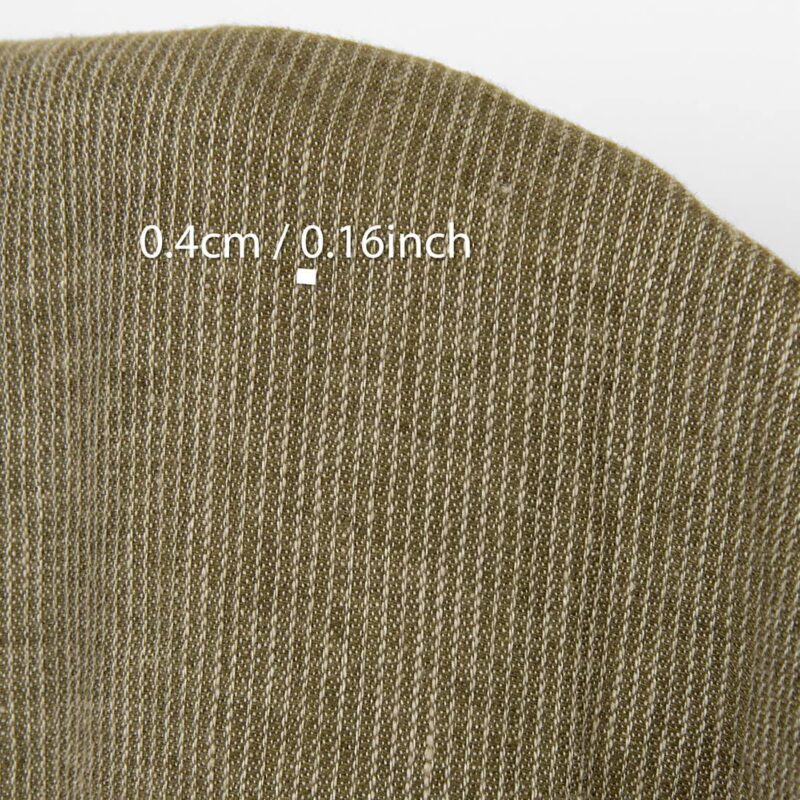 Linen fabric moss brown striped, washed