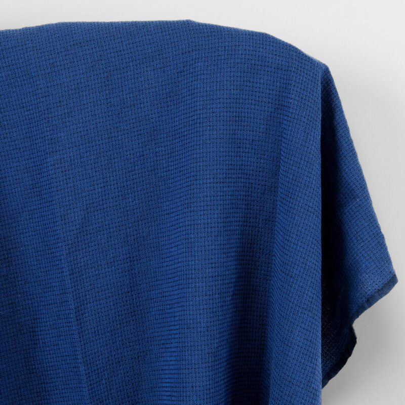 Linen cotton wool fabric dark blue and black waffle, washed 5 Linen cotton wool fabric dark blue and black waffle, washed
