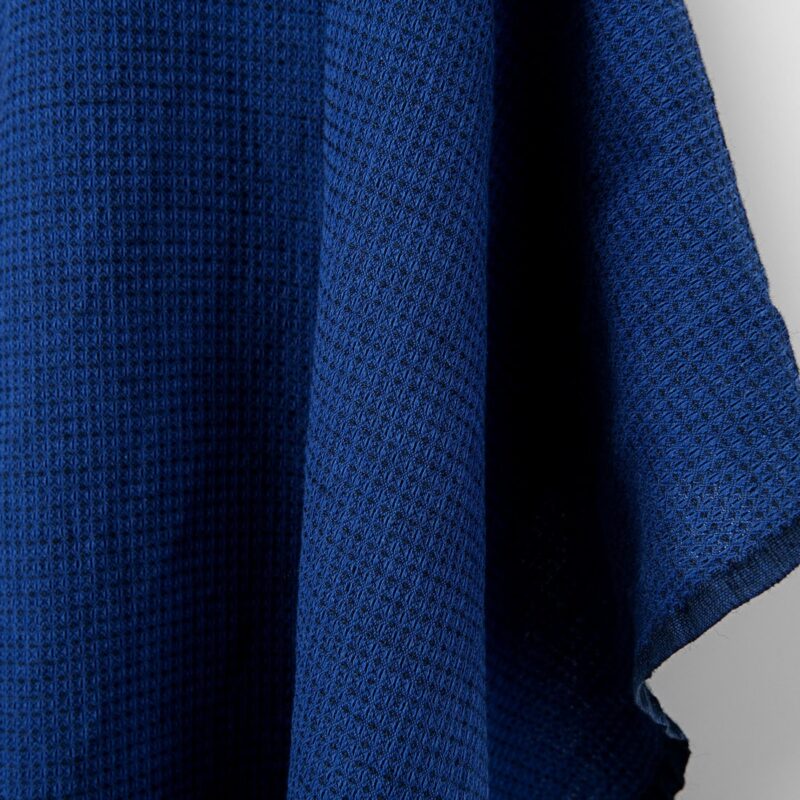Linen cotton wool fabric dark blue and black waffle, washed 6 Linen cotton wool fabric dark blue and black waffle, washed