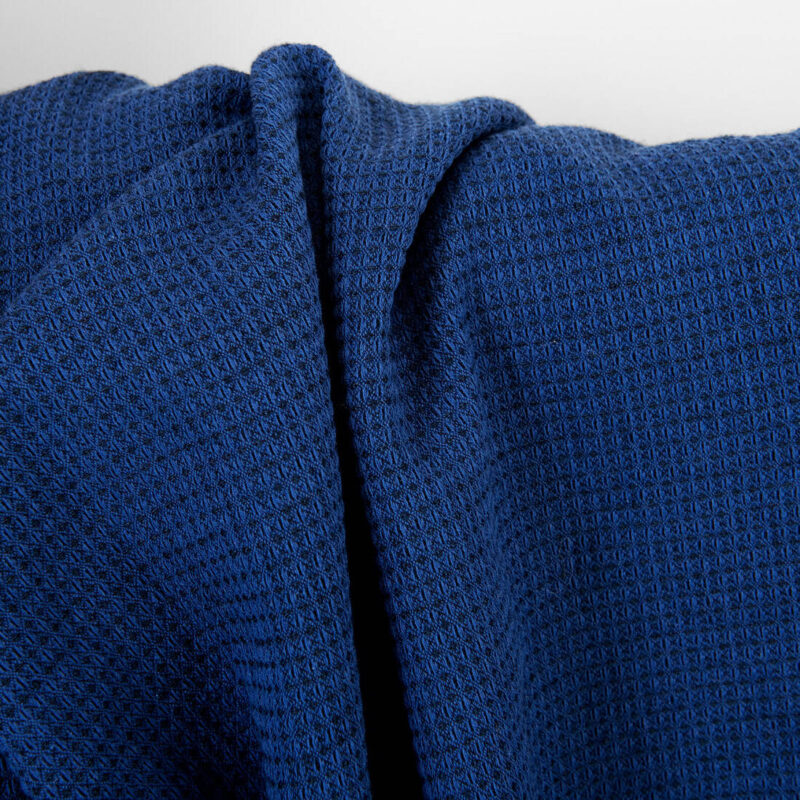 Linen cotton wool fabric dark blue and black waffle, washed 7 Linen cotton wool fabric dark blue and black waffle, washed