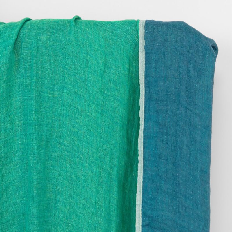 Linen fabric double sided blue and cool green, washed 5 Linen fabric double sided blue and cool green, washed