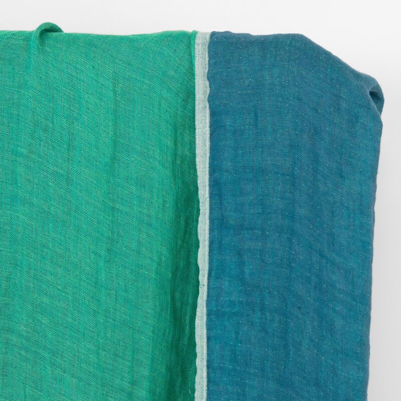 Linen fabric double sided blue and cool green, washed 6 Linen fabric double sided blue and cool green, washed